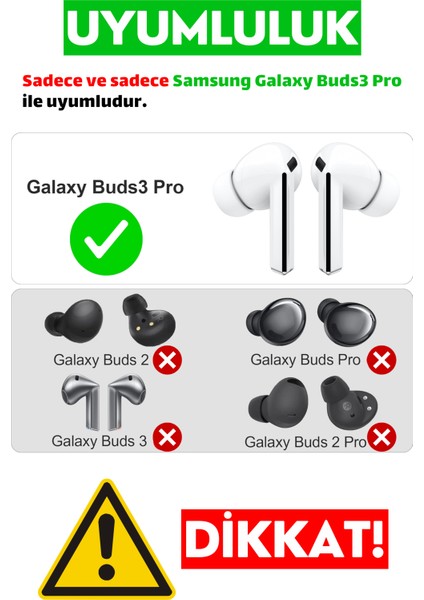 Samsung Galaxy Buds3 Pro Uyumlu Silikon Kulaklık Uçları (S,m,l) ve 3 In 1 Temizleme Kalemi Seti