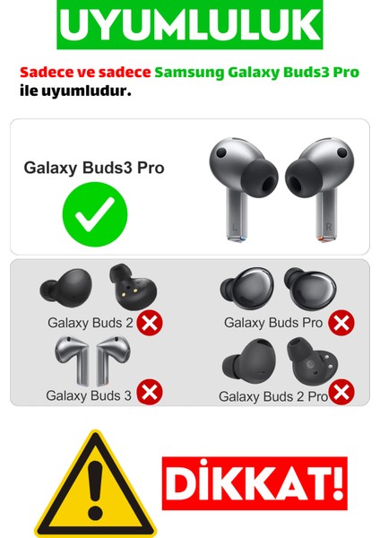 Samsung Galaxy Buds3 Pro Uyumlu Silikon Kulaklık Uçları (S,m,l) ve 3 In 1 Temizleme Kalemi Seti