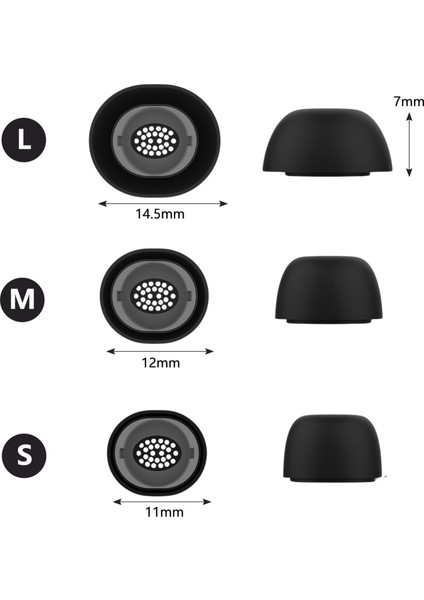Samsung Galaxy Buds3 Pro Uyumlu Silikon Kulaklık Uçları (S,m,l) ve 3 In 1 Temizleme Kalemi Seti