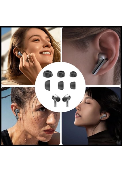 Samsung Galaxy Buds3 Pro Uyumlu Silikon Kulaklık Uçları (S,m,l) ve 3 In 1 Temizleme Kalemi Seti