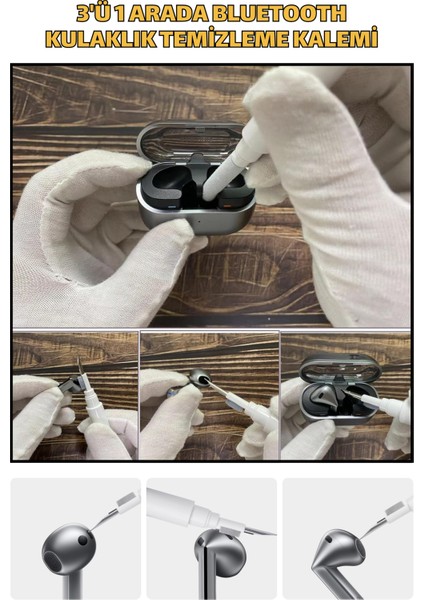 Samsung Galaxy Buds3 Pro Uyumlu Silikon Kulaklık Uçları (S,m,l) ve 3 In 1 Temizleme Kalemi Seti