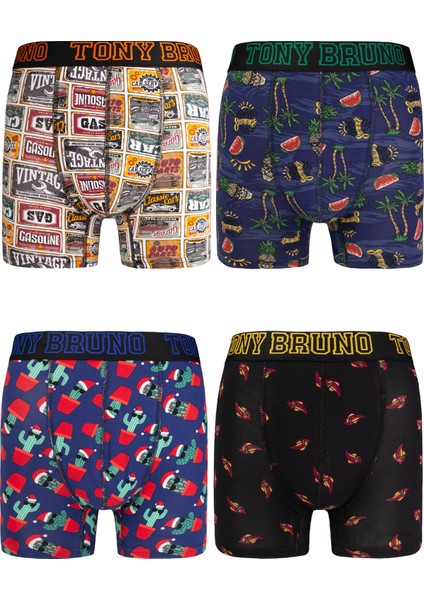 4'lü Erkek Preimum Desenli Boxer (Paket 3)