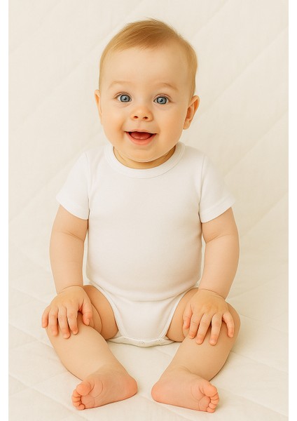 Miakids Bebek Yarım Kol Düz Renk Badi