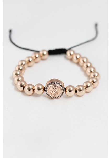 Rose Renk Çelik Zirkon Objeli Asansörlü Bileklik