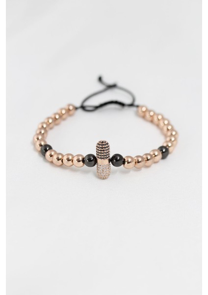 Rose Renk Çelik Zirkon Objeli Asansörlü Bileklik