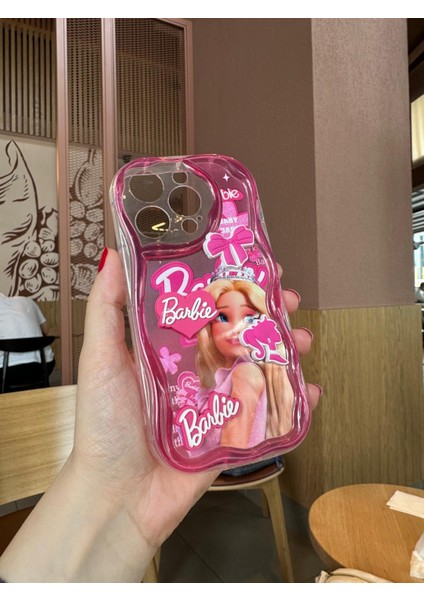 iPhone 11 Uyumlu Pembe Kabartmalı Figürlü Karakterli Telefon Kılıfı