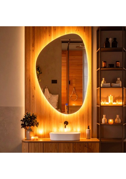 Fracturavision Amber Led'li Lavabo & Banyo Aynası (Dokunmatik Sensörlü)