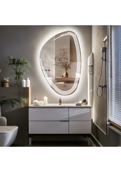 Fractura Beyaz Led'li Lazer Kumlamalı Lavabo & Banyo Aynası (Dokunmatik Sensörlü) modelleri