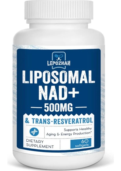 Liposomal Nad+ 500 mg + Trans-Resveratrol 300 Mg, Superior Absorption 60 Softgels