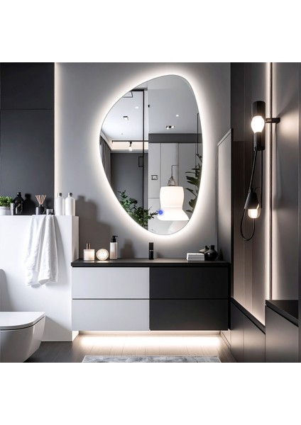 Fracturavision Beyaz Led'li Lavabo & Banyo Aynası (Dokunmatik Sensörlü)