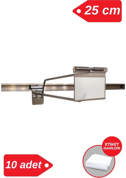 25 cm - 10 Adet Galvaniz Etiketli Kanallı Pano Kancası Raf Askısı