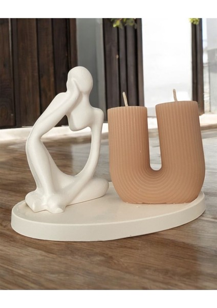 Soul & Scent: Minimalist Heykel ve Kahve Kokulu U Mum Seti 3’lü