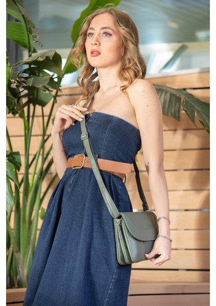 Rose Haki Yeşil Hakiki Deri 3 Körüklü Kadın Omuz Çantası Çapraz Çanta fiyatları