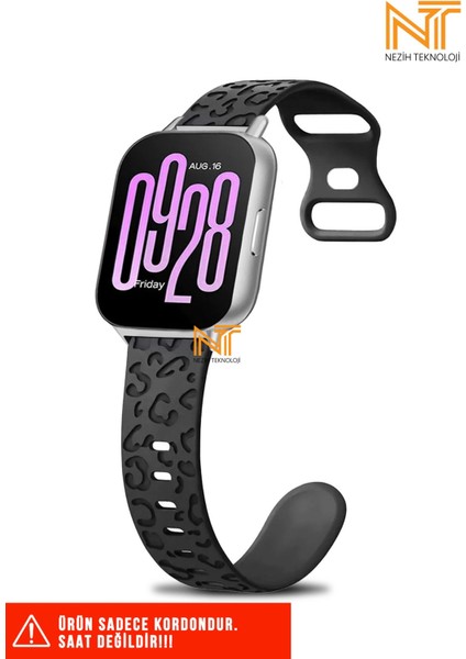Xiaomi Redmi Watch 4 / 5 Xiaomi Mi Band 8 / 9 Pro Uyumlu Leopar Desenli Silikon Kordon