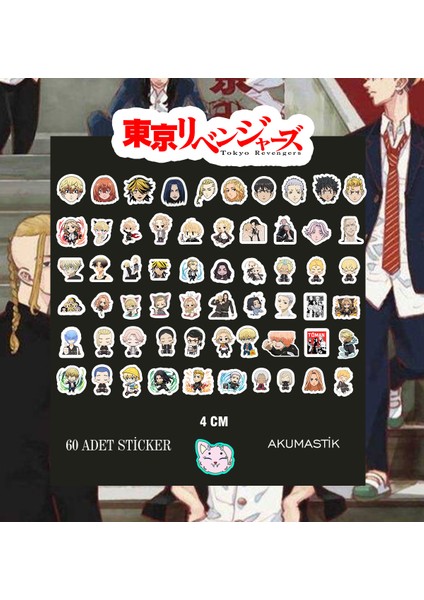 Tokyo Revengers Sticker Seti 60 Adet - Anime Sticker - Parlak Sticker