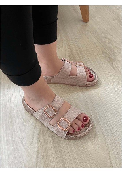 PIEN-2150 Ayarlanabilir Çift Tokalı Ekstra Yumuşak Anatomik Tabanlı Kadın Terlik - NKT02150-ALTIN-36