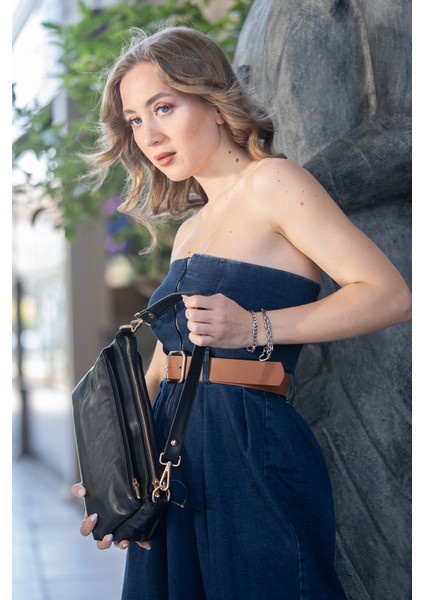 Paris Siyah 3 Fermuarlı Hakiki Deri Kadın Çapraz El ve Omuz Çantası fiyatları