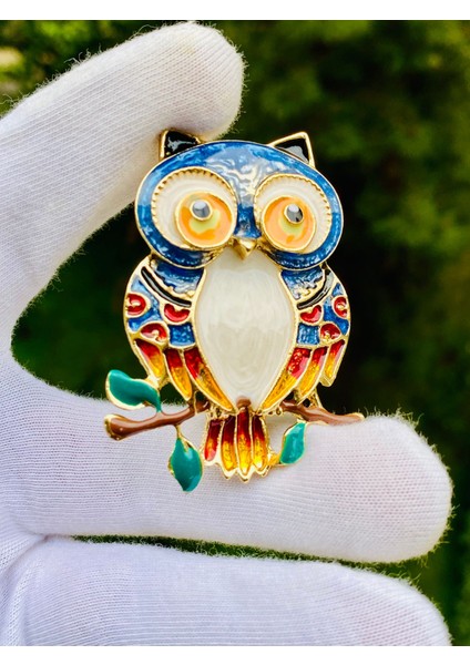 Altın Renk Renkli Soğuk Mineli Tasarım Baykuş Broş modelleri