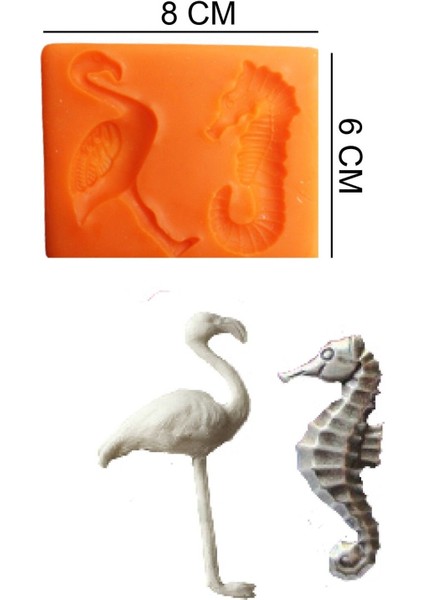 Deniz Atı & Flamingo Figürlü Gıda Silikon Kalıbı