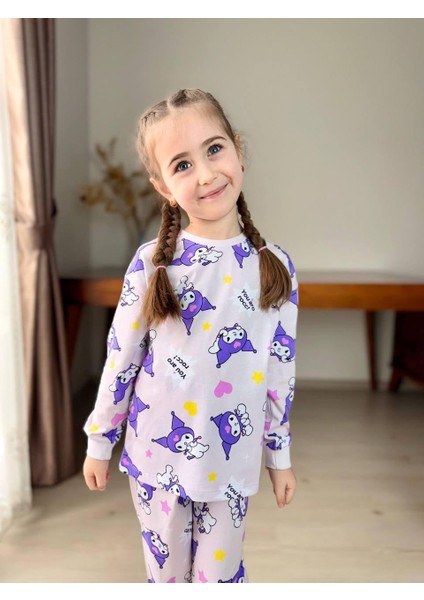 Kuromi Baskı Detaylı %100 Pamuklu Kız Çocuk Pijama Takımı