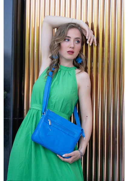 Milano Mavi 3 Gözlü Hakiki Deri Kadın Çapraz Omuz Çantası fiyatları