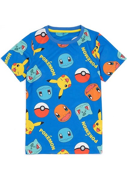 Pokemon Erkek Çocuk Alt Üst Şortlu Takım