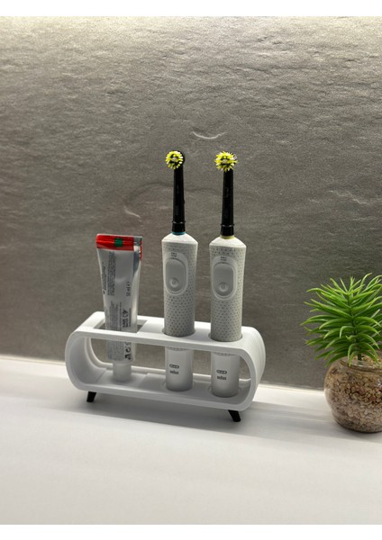Pilli ve Şarjlı Diş Fırçası Tutucu Stand Diş Macunluk Beyaz(Tüm Modellere Uyumlu)
