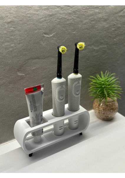 Pilli ve Şarjlı Diş Fırçası Tutucu Stand Diş Macunluk Beyaz(Tüm Modellere Uyumlu)