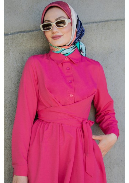 Qua Pamuk Cotton Bağlamalı Elbise-Pembe fiyatları