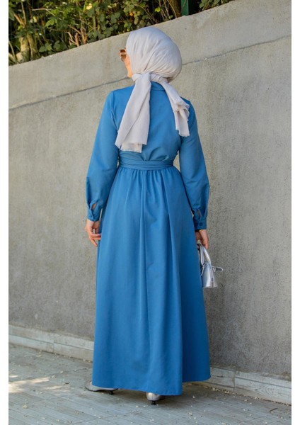 Qua Pamuk Cotton Bağlamalı Elbise-Mavi modelleri