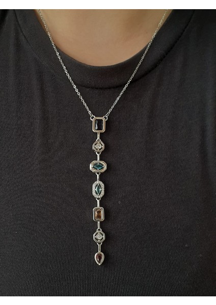 Çelik 7 Element Y Kolye Gümüş modelleri