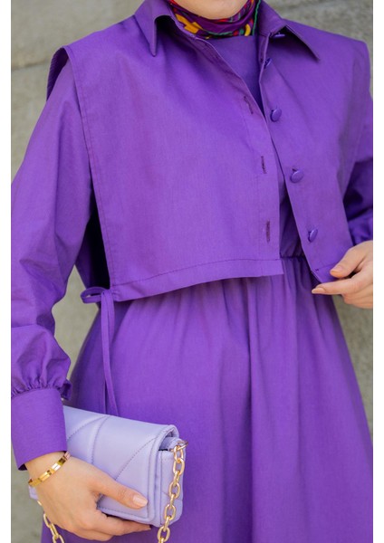 Üst Cepkenli Pamuk Cotton Elbise-Mor fiyatları
