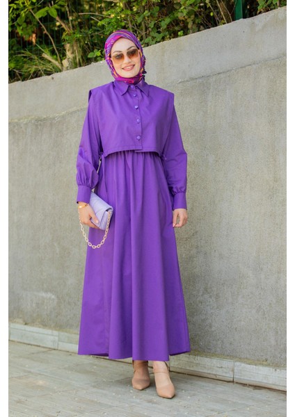 Üst Cepkenli Pamuk Cotton Elbise-Mor modelleri