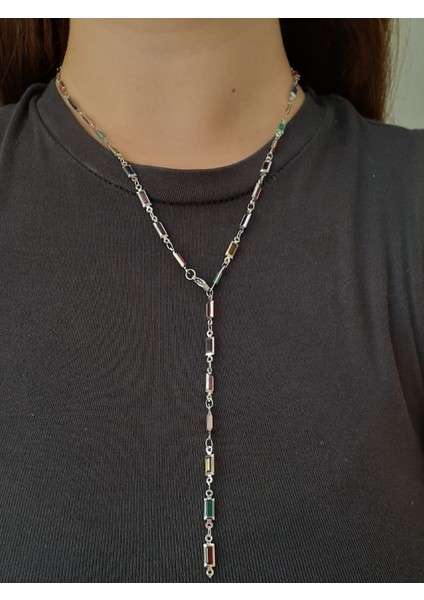 Çekik Dikdörtgen Y Kolye