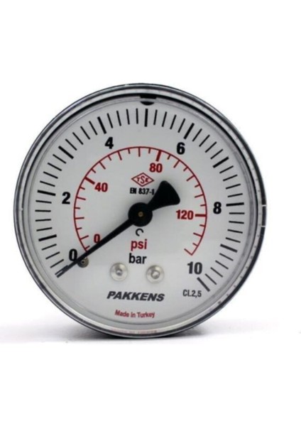0-10 Bar 63 mm Arkadan Bağlantılı Kuru Manometre G 1/4 Inç