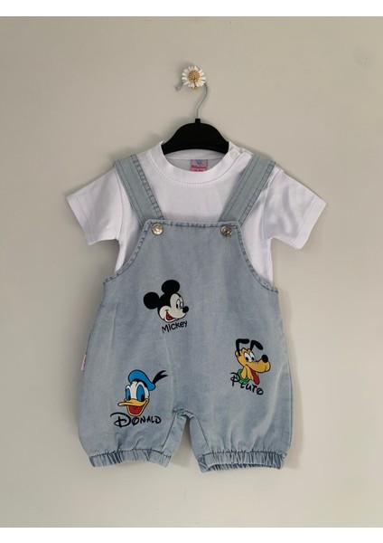 Unisex Bebek Desenli Salopet Takımı