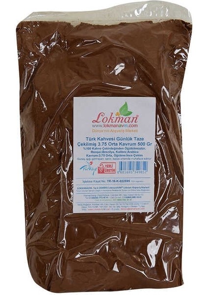 Türk Kahvesi Günlük Taze Çekilmiş 3.75 Orta Kavrum 500 gr Paket