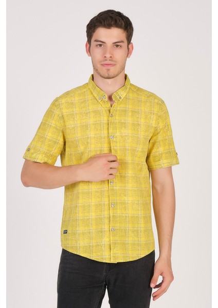 Kısa Kol Slim Fit Ekoseli Gömlek