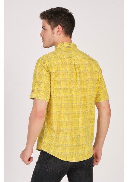 Kısa Kol Slim Fit Ekoseli Gömlek