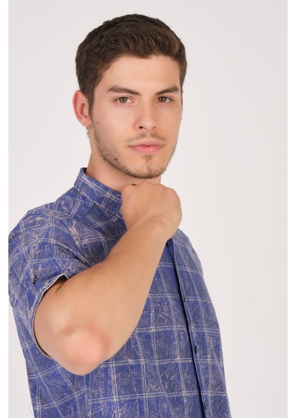Kısa Kol Slim Fit Ekoseli Gömlek