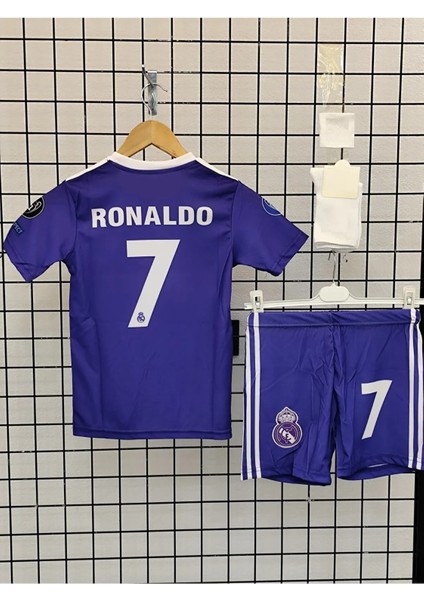 Real Madrid Cristiona Ronaldo Mor 2017 Cardif Şampiyonlar Ligi Çocuk Alt Üst Takımı T-Shrt 4 Parça