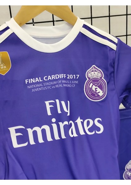 Real Madrid Cristiona Ronaldo Mor 2017 Cardif Şampiyonlar Ligi Çocuk Alt Üst Takımı T-Shrt 4 Parça