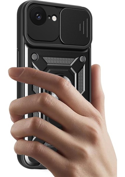 Iphone 16E Kılıf Pars Lens Yüzüklü Silikon - Lacivert Glstd