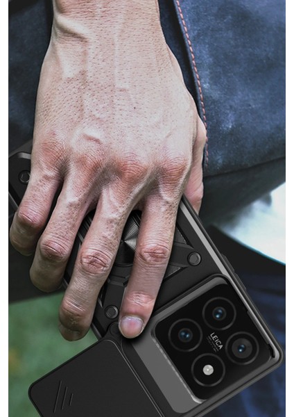 Xiaomi Mi 14T Pro Kılıf Pars Lens Yüzüklü Silikon - Kırmızı Glstd