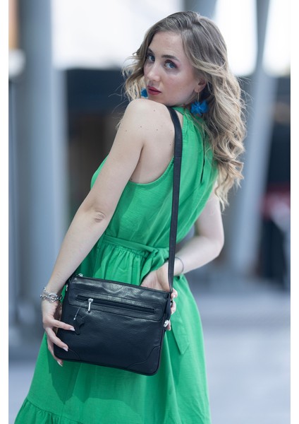 Milano Siyah 3 Gözlü Hakiki Deri Kadın Çapraz Omuz Çantası fiyatları