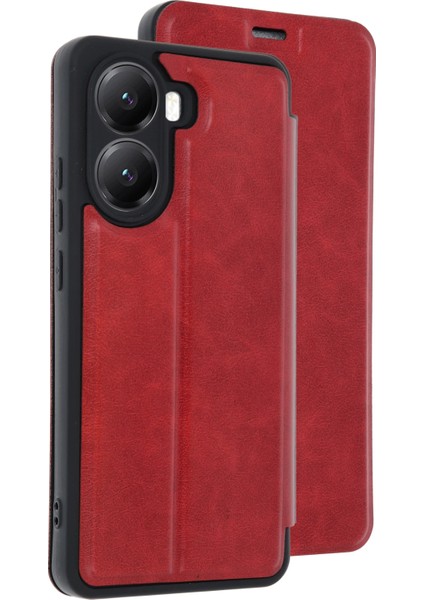 Xiaomi Poco X7 Pro Kılıf Flip Cover - Kırmızı Glstd