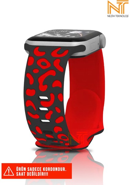 Watch 5/6/7/8/9/10/se/ultra/ultra2 44/45/49mm / Seri 10 46 / Seri 11 46mm Uyumlu Leopar Silikon Kordon