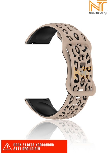 Samsung Galaxy Watch 46MM / Galaxy Watch 3 45MM / Gear S3 Uyumlu Leopar Desenli Silikon Kordon 22MM