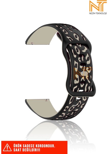 Huawei Gt2 / Gt2 Pro / Gt3 / Gt4 / Gt5 / Gt5 Pro / Gt6 / Gt6 Pro 46mm Uyumlu Leopar Desen Silikon Kordon 22mm