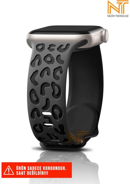 Apple Watch 2/3/4/5/6/7/8/9/10/se/se2/ultra/ultra2 44/45/46/49MM Uyumlu Leopar Silikon Kordon